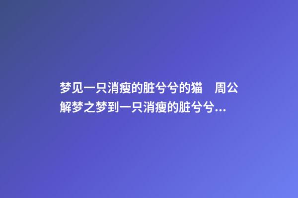 梦见一只消瘦的脏兮兮的猫　周公解梦之梦到一只消瘦的脏兮兮的猫